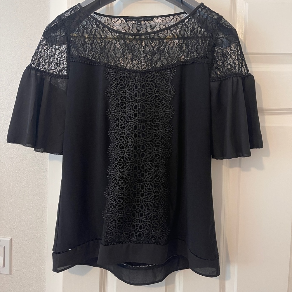 Flowy Black Lace Top, White House Black Market